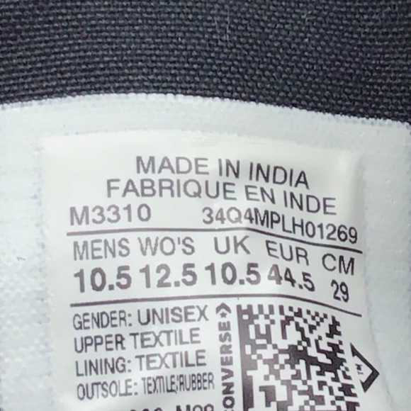 Converse Chuck Taylor All Star Black Sneakers Size Men's 10.5 Women's 12 - Picture 8 of 9